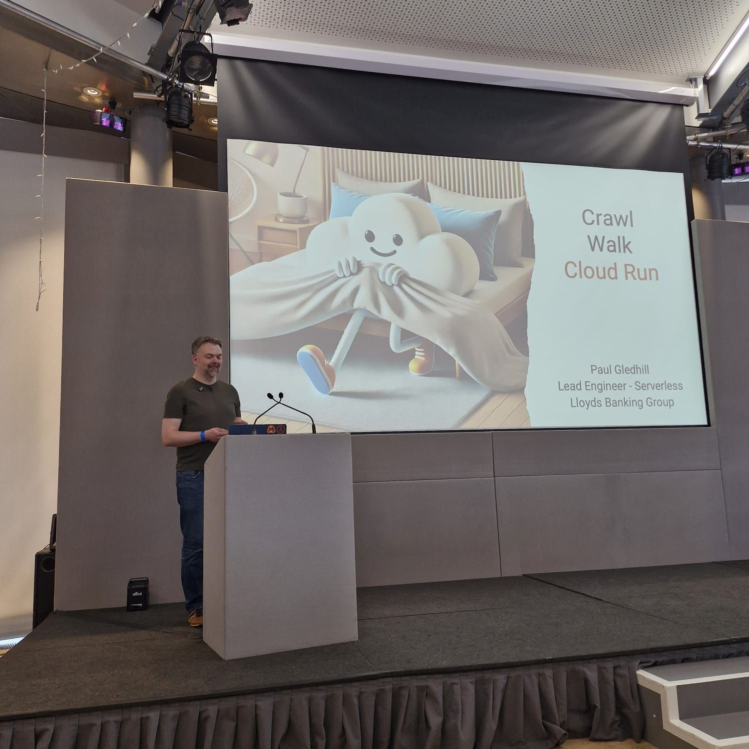 On stage at Serverless Days Manchester